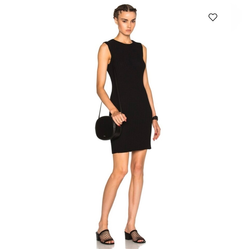 NWT James Perse Ribbed Shell Mini Dress Medium Black Cocktail Classic City Chic